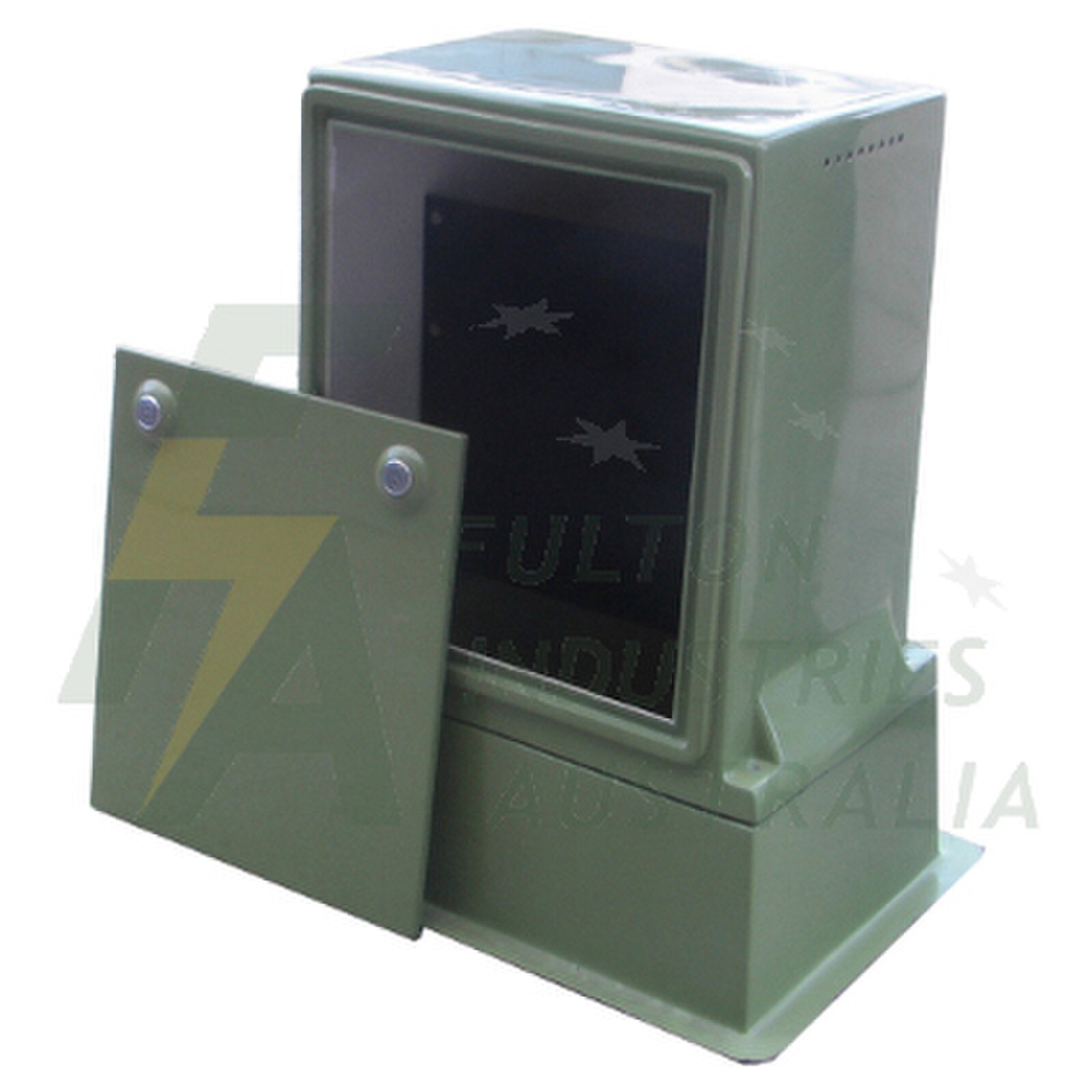 large green fibreglass pillar with door